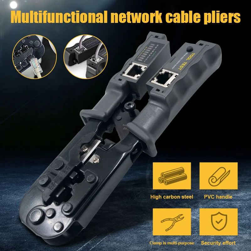 

4-in-1 Cable Crimping Plier Multi-function Network Cable Clamp with Tester can CSV
