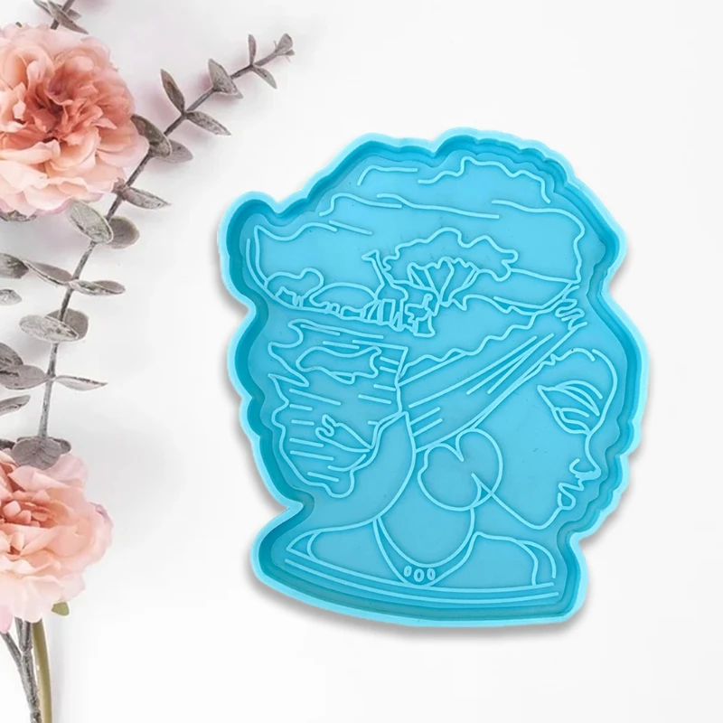

Afro Female Rolling Tray Epoxy Resin Mold African Goddess Fruit Plate Silicone Mould DIY Crafts Jewelry Casting Tools KX4C