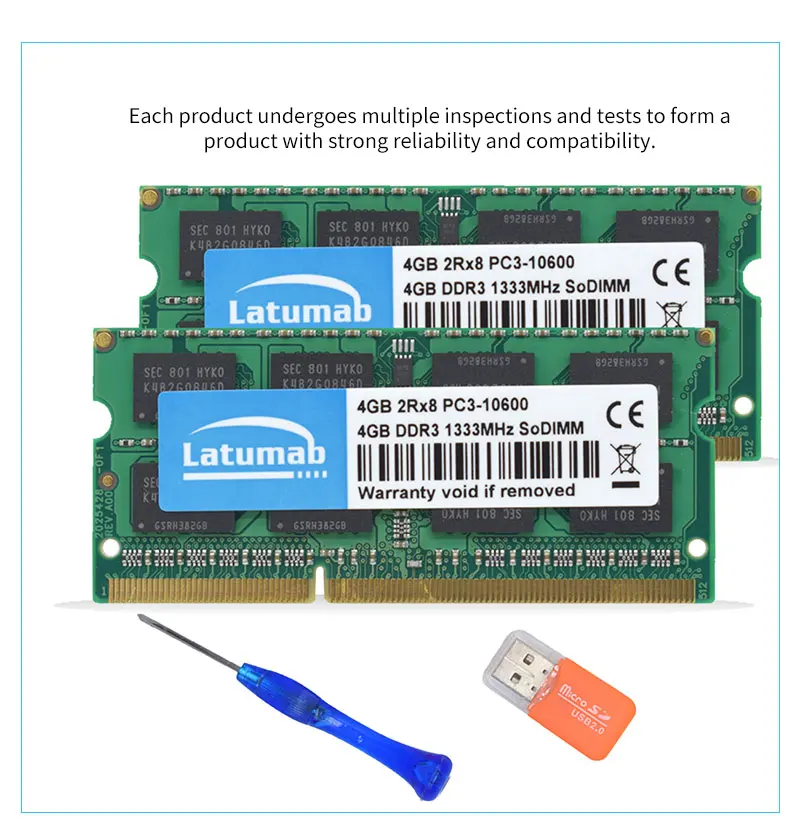 Latumab 4 Гб DDR3 1333 МГц PC3-10600 памяти ноутбука So dimm память ram 204 шпильки ноутбук превосходного качества модуль SODIMM DDR3 ram