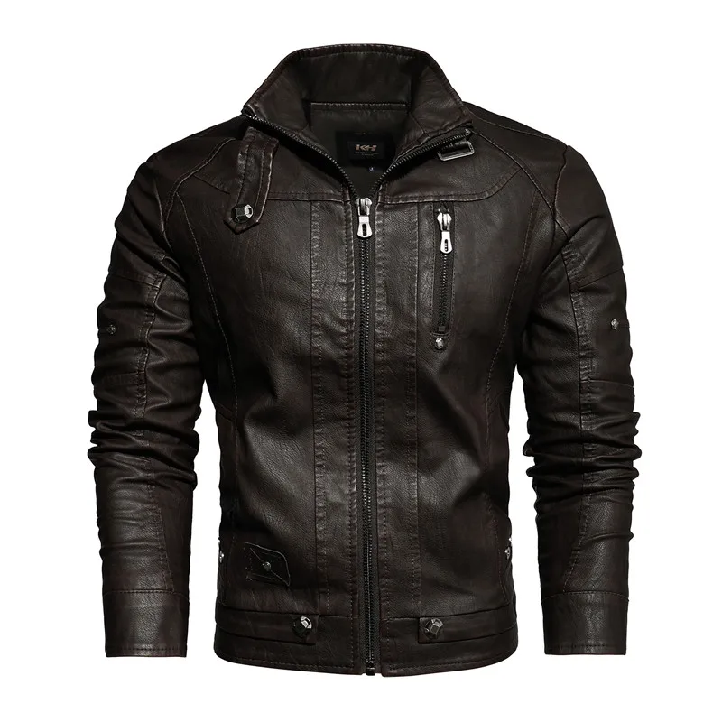 

Men's Leather Jacket Business Casual Leather Autumn Winter New Fashion Motorcycle Windproof Warm Leather Jacket Men