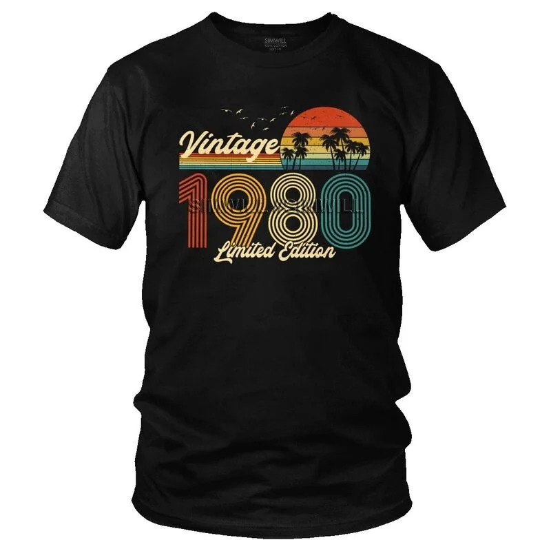

Vintage 1980 Limited Edition T-shirt Men Novelty T Shirt Short Sleeve Cotton 41 Year Old 41th Birthday Gift Tshirt Urban Tee Top