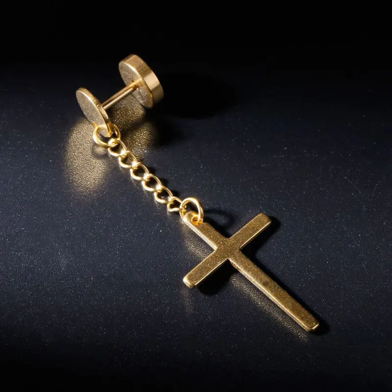 Серьги-подвески унисекс 1 шт. длинные серьги-подвески из титановой стали и золота