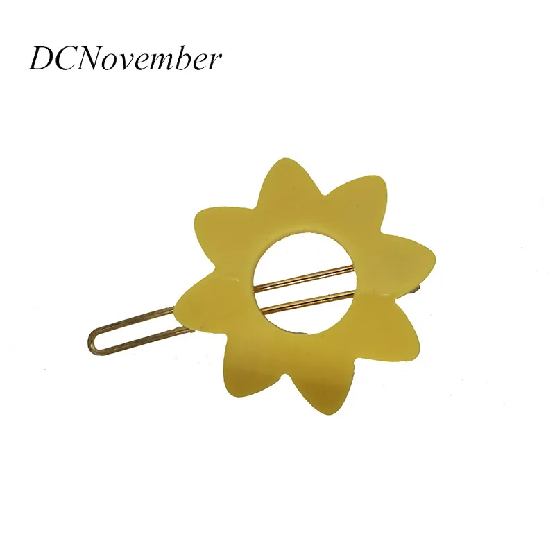 New design Fashion Sunflower Hair clip Lady Women Acrylic Flower Hair pins Hair accessories