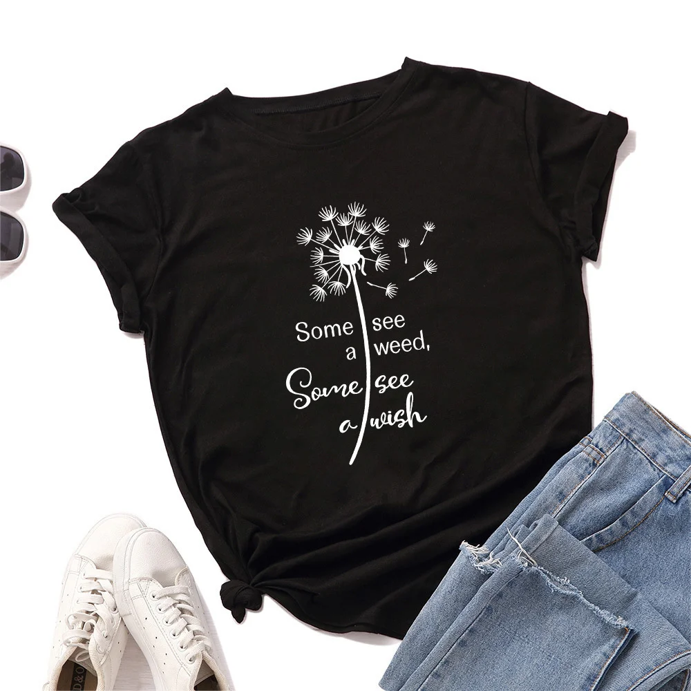 

Women's round neck some see a weed dandelion short sleeve T-shirt women's jy0150