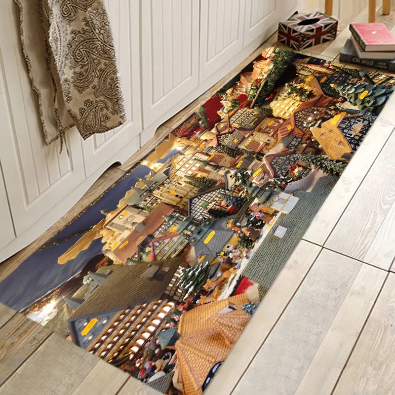

Christmas Rug 3D RUG Hallway Carpets and Rugs for Bedroom Living Room Carpet Kitchen Bathroom Anti-Slip Floor Mats 3D Mat