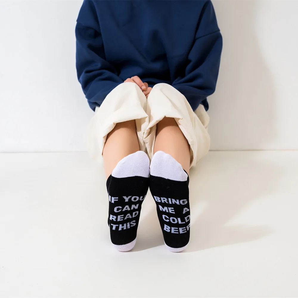 Funny Socks Women Men Wine Letter Printed IF YOU CAN READ THIS Sock Unisex Cotton Party Couple Meias (1 Pair) |