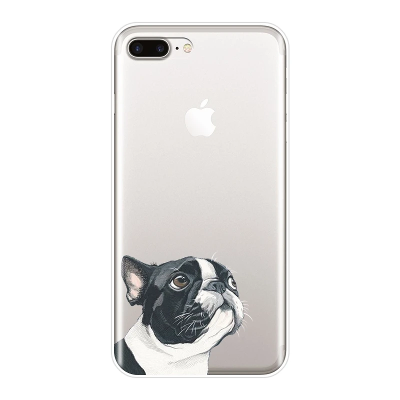 ТПУ задняя крышка для iPhone X XR XS MAX 8 7 6 S мопса Французский бульдог силиконовый