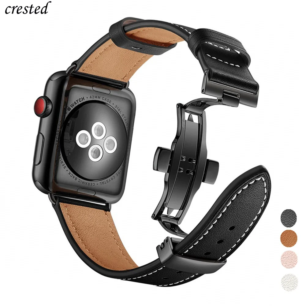

Leather strap for Apple watch band 44mm 40mm 42mm 38mm Italy Genuine Leather Watchband belt bracelet iWatch series 3 4 5 6 band