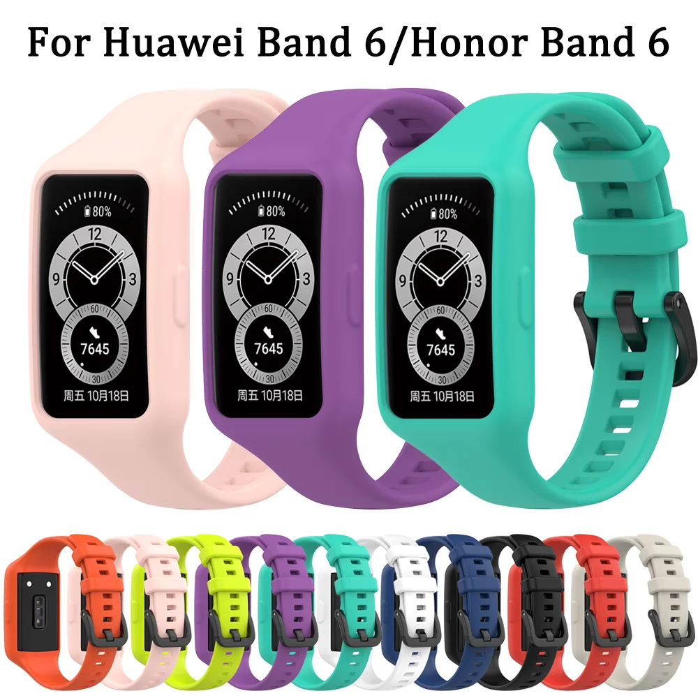 

Ремешок сменный из мягкого силикона для Huawei band 6/6Pro, умный Браслет для наручных часов Huawei Honor Band 6, аксессуары для наручных часов