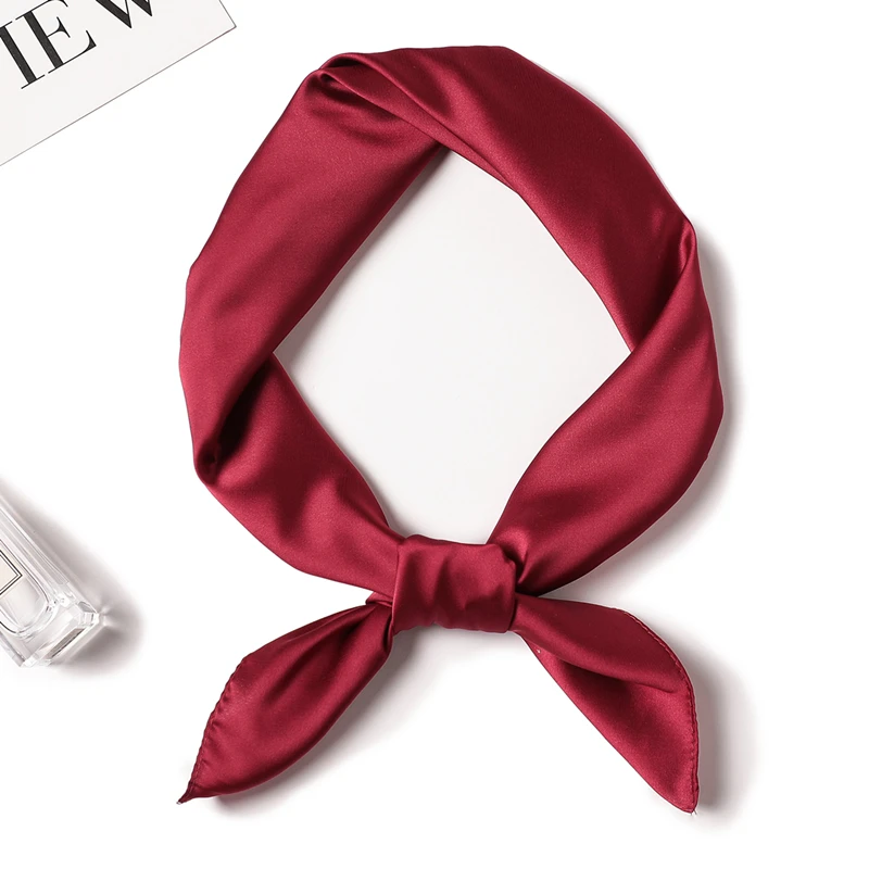 

2021 new Spring summer women silk scarf square shawl and wrap lady hair neck scarves solid color soft office bandana foulard