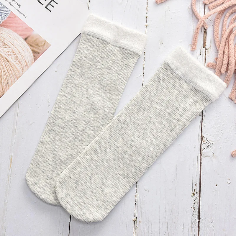 

Socks Winter Warm Women Colored Cotton Plus Velvet Thickening Socks Breathable And Sweat-absorbing Fashion Mid Sock