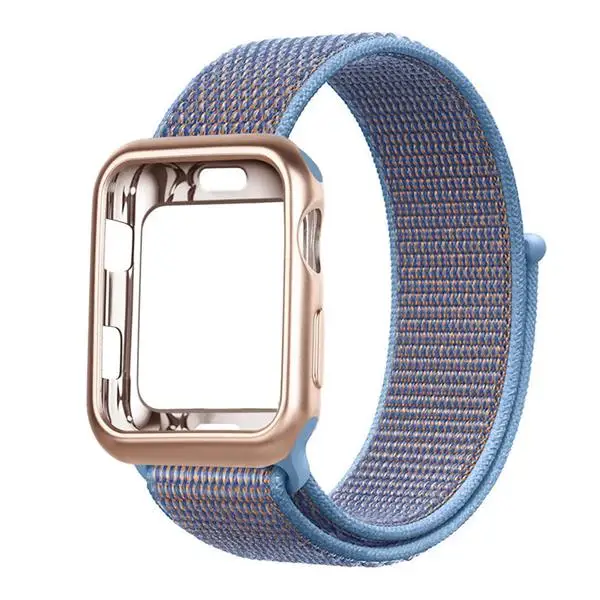 NEW Cerulean Чехол+ ремешок для часов apple watch 4 5 ремешок 44 мм/40 мм correa apple watch 38 мм iwatch ремешок 42 мм спортивный нейлоновый браслет ремешок для часов 3/2 - Цвет ремешка: NEW Cerulean