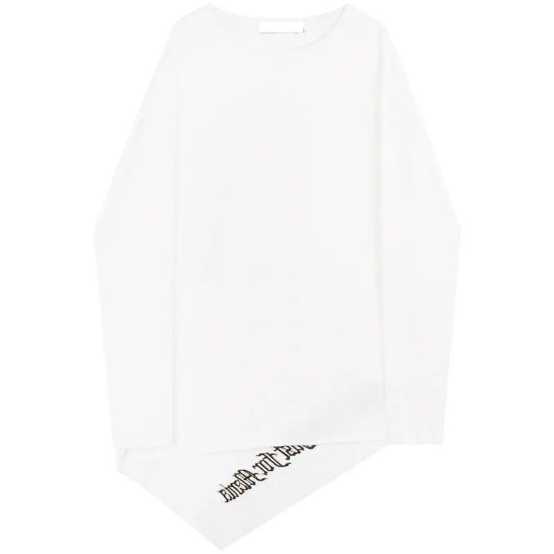 white WLD2688 XITAO футболка с вышитыми буквами Женская модная новинка осень Необычные Длинные элегантные свободные маленькие свежие повседневные футболки Топ WLD2688 - Цвет: white WLD2688