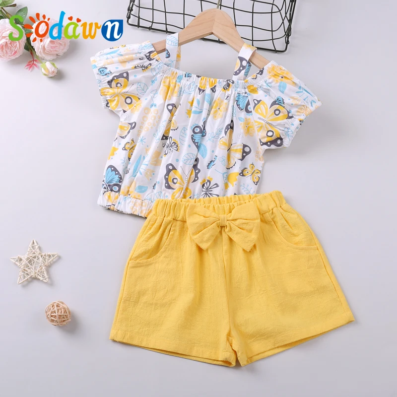 Комплект летней одежды для девочек Sodawn комплект детская футболка + свободные