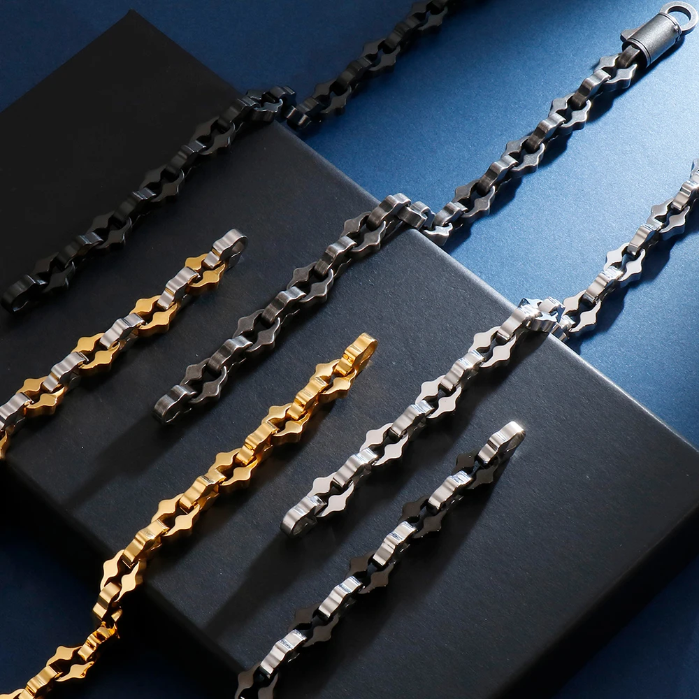 Браслеты из камней в стиле хип хоп мужские золотые черные 316L нержавеющая сталь