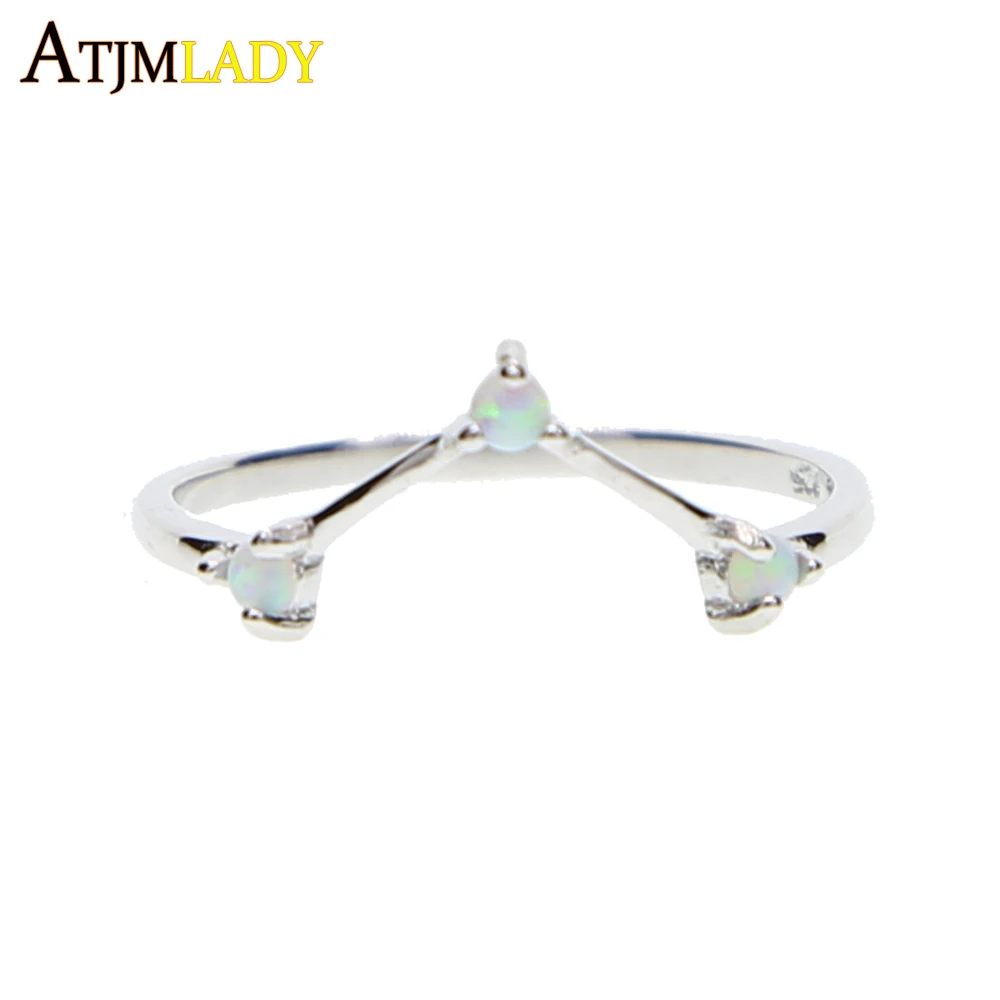 Оригинал 925 пробы серебро элегантный изящный 3 белый огненный опал 2 5 мм камень