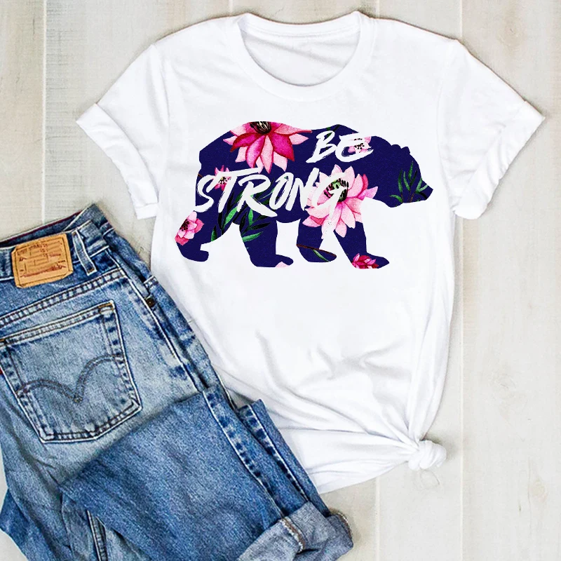 Женская летняя футболка с коротким рукавом и принтом Мама Медведь женская