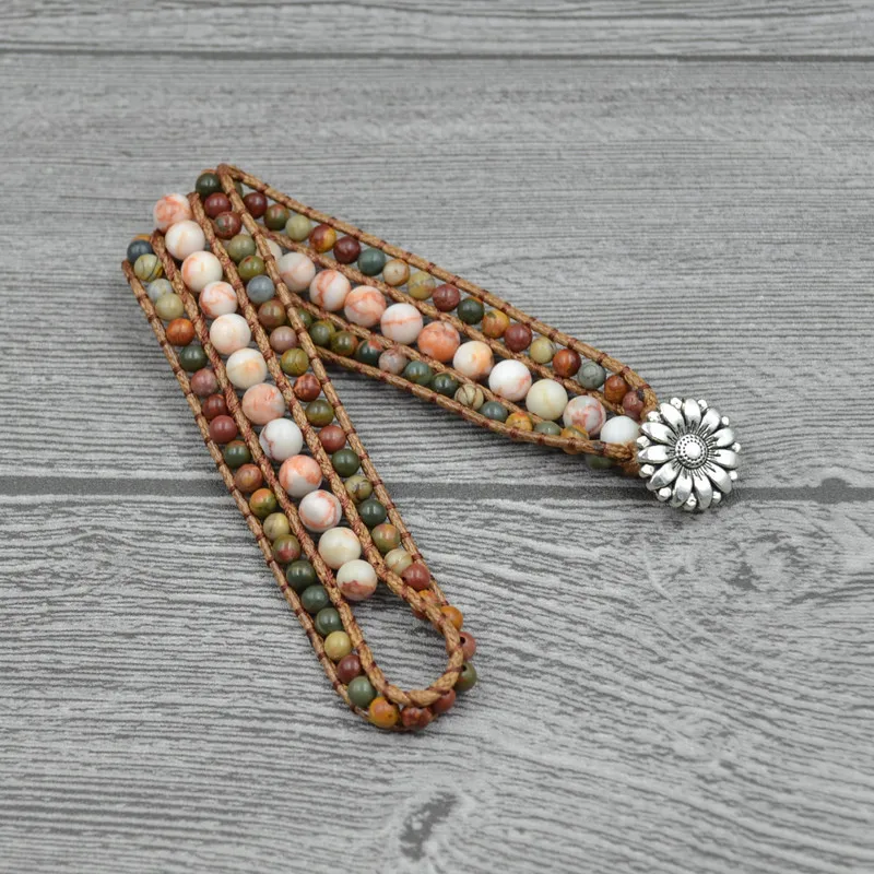 Бусины из натурального камня Asingeloo в стиле бохо для отдыха 3 нити дружба плетение