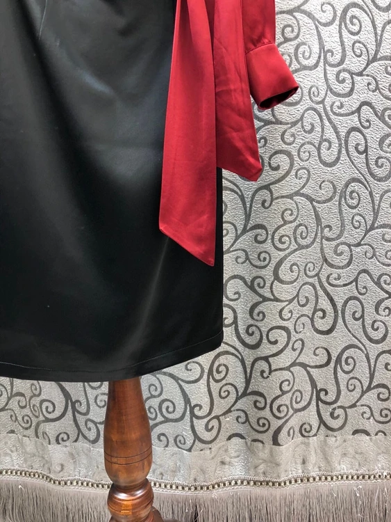 

Luxury Dress 2021 Spring Summer Fashionable Women Sexy V-Neck Color Block Patchwork Bow Deco Long Sleeve Midi Pencil Dress Femme