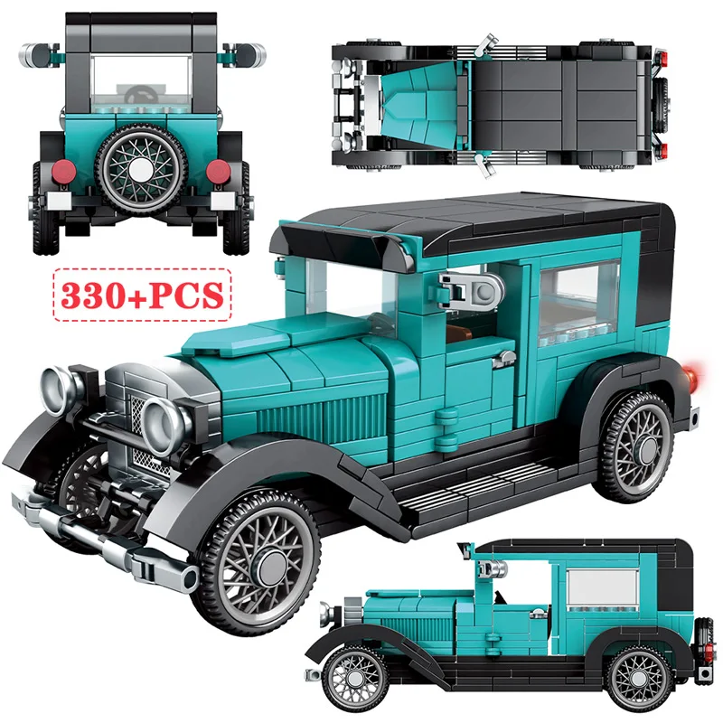 

City Mechanical Classic Car Classical Convertible Racing Vehicle Building Blocks MOC Model Bricks Toys