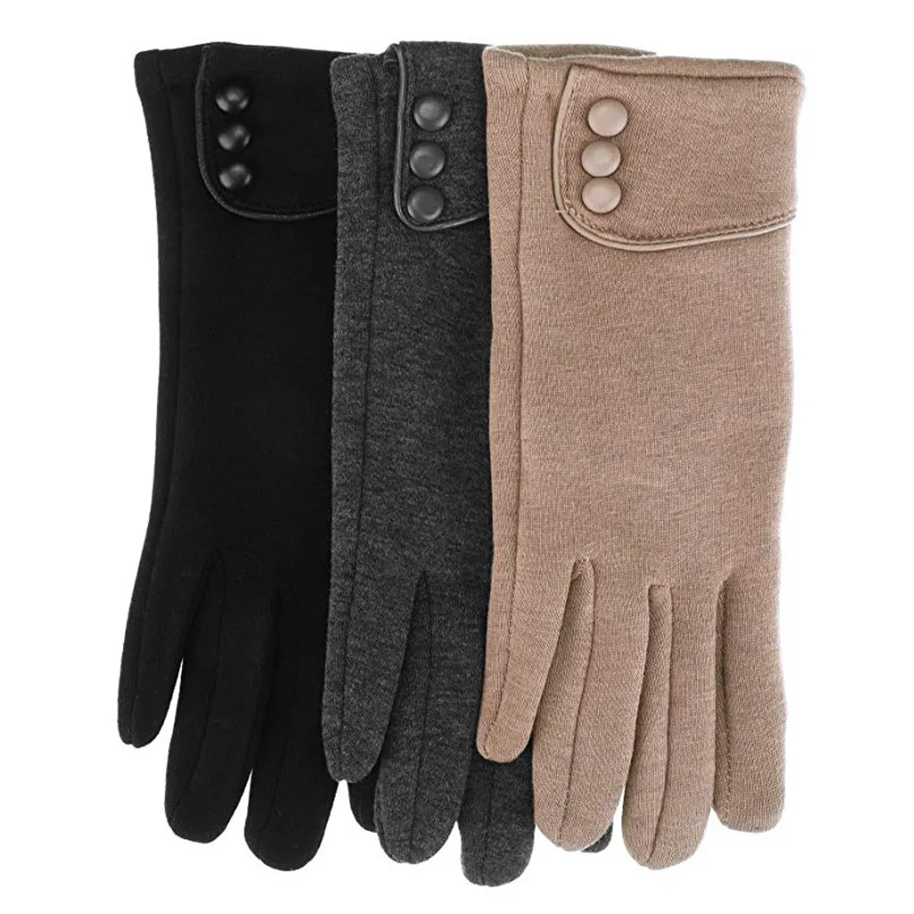 3 пары женские толстые зимние теплые перчатки на весь палец уличные спортивные