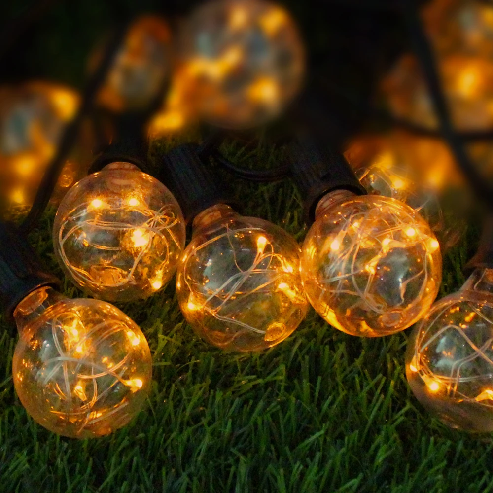 Рождественская гирсветильник с прозрачными винтажными лампочками 25 лампочек G40