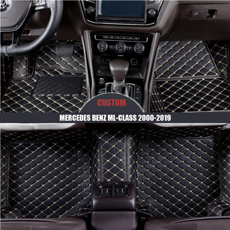 

Кожаные автомобильные коврики на заказ для MERCEDES BENZ ML-Class 2000-2014 2015 2016 2017 2018 2019, водонепроницаемые автомобильные накладки