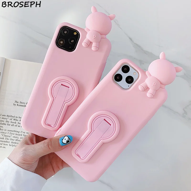 Милый чехол-подставка для iPhone 11 Pro Max X XR XS мягкий силиконовый защитный чехол 7 8 6 6s