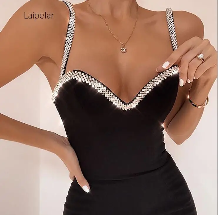 

Laipelar New Statement Chain Sleeveless Mini Dresses Fashion Backless Black Sexy Club Party Dress Slim Strap 2019 Autumn Winter