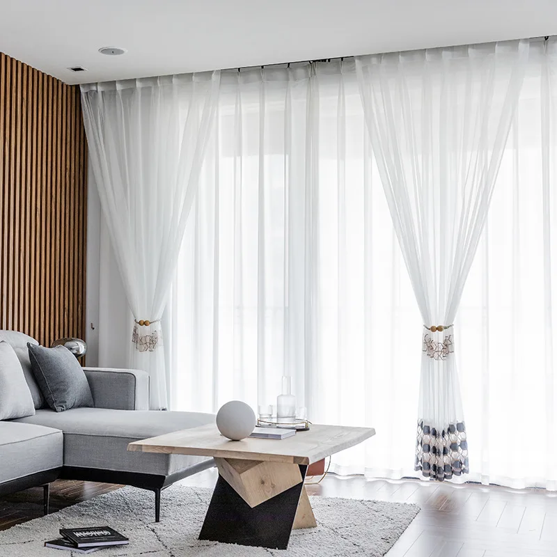 

Sale Limited Living Room Woven Curtain Cortina Embroidery Tulle For Living Room Bedroom Screen Sheer Finished Home Decor