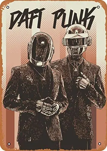 

Musician Band Artwork Daft Punk Poster Artwork Plaque Poster Metal Tin Sign 8" x 12" Vintage Retro Wall Decor