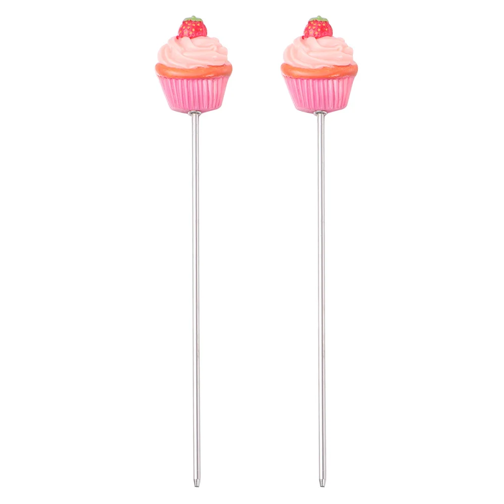 2pcs Stainless Steel Cake Tester Chic Biscuits Baking Test Needle DIY Tool for Bread Muffin Testing (Strawberry |