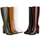 Женские Клубные ботинки, зимние теплые ботинки в европейском стиле на высоком каблуке, большие размеры 34-43