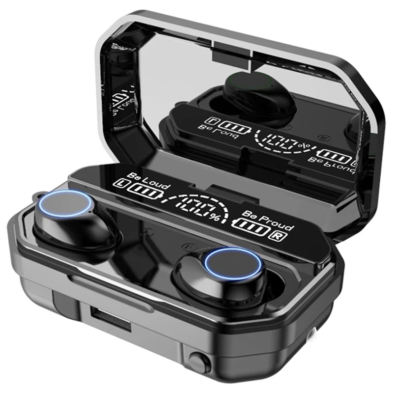 

TWS Bluetooth-compatible Earphone Wireless Headphones Stereo Sport Earbuds HD LED Display Headset with Mic Flashlight Power Bank