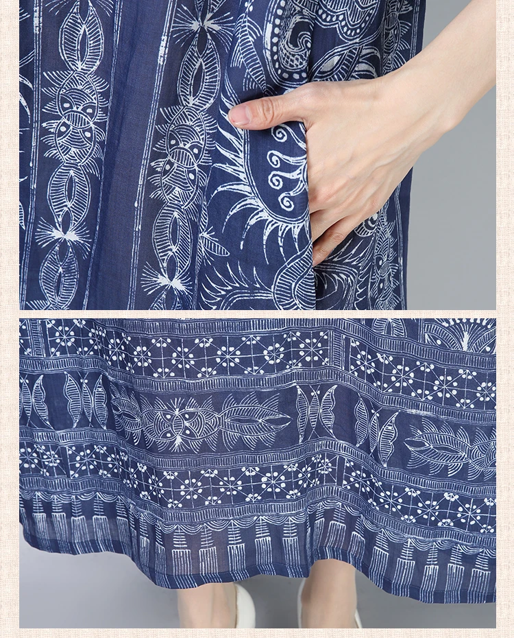 

Dress Casual Ethnic Style Literary Plus Size Vestidos Summer New 2020 Fashion Stand Collar Sleeveless Ethnic Style Dress Z363