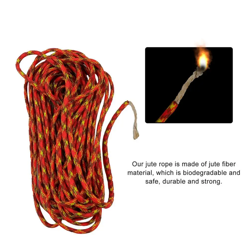 25feets Outdoor Fire Starter Jute Tinder Igniting Rope Impervious Camping Wax Dipping Ignition Cord Wick Hemp Ropes Tools | Спорт и