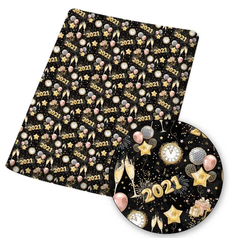 

Polyester Cotton Fabric Printed Cloth Fabric Sheets New Year Balloon For DIY Craft Needlework Quilt Sewing Materials 45*145cm/pc