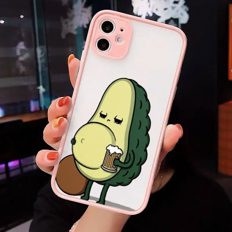

cute cartoon Avocado Phone Cases matte transparent For iphone 7 8 11 12 plus mini x xs xr pro max cover