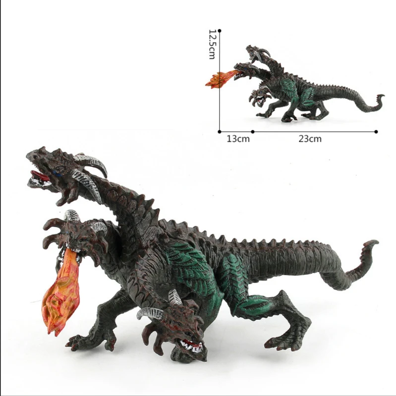 

Simulated Jurassic 3-headed Devil Dragon Monster Model Solid Decoration Wild Animal Plastic Mutant Dinosaur Adult Children Toy