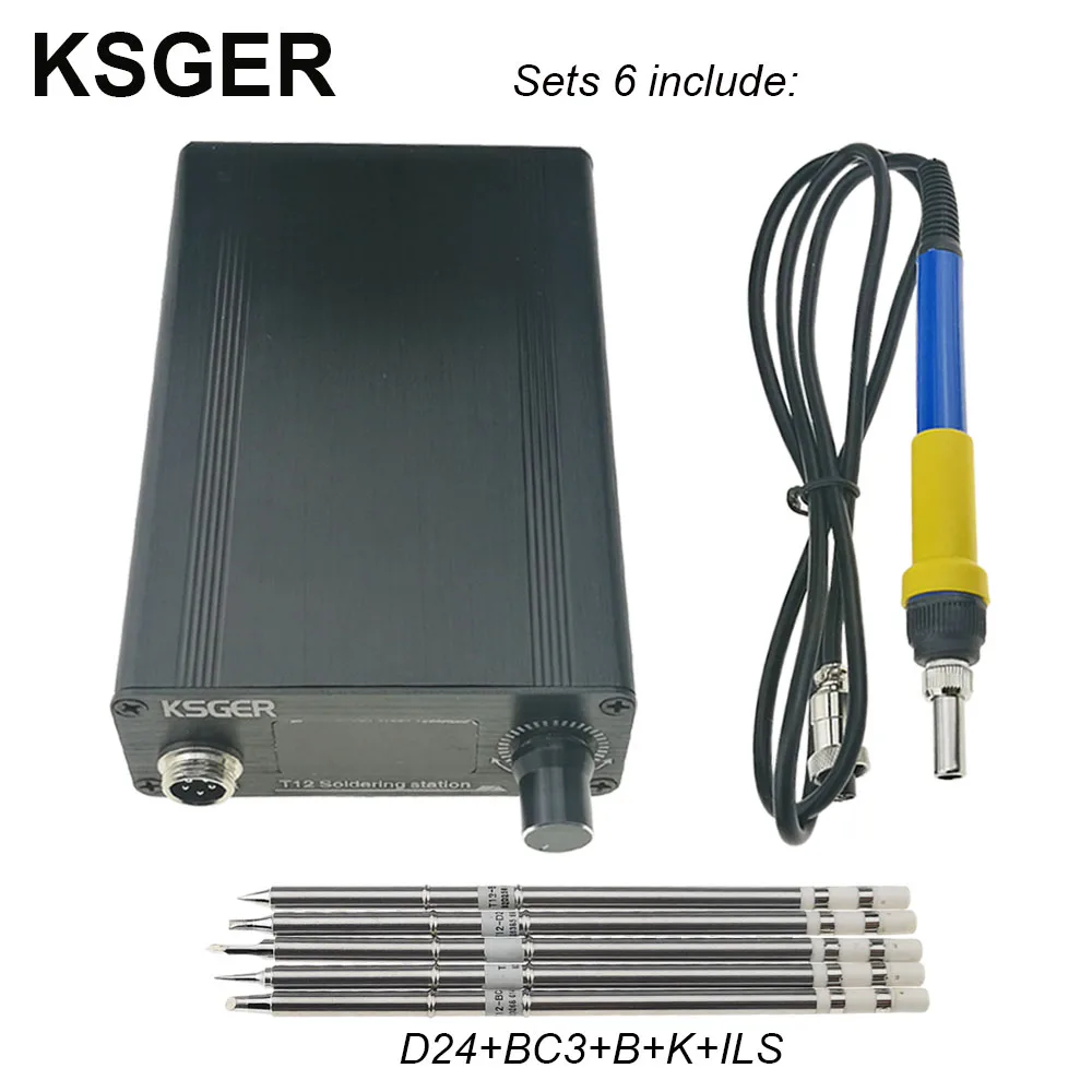 Sets 6 KSGER T12 паяльная станция STM32 цифровой контроллер алюминиевый сплав чехол 907 Паяльник ручка Автоматический Режим сна Boost T12 наконечник - Цвет: Sets 6