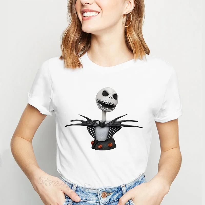 

Nightmare Before Christmas cartoon Jack Skellington Women T Shirt Grimace 2019 Summer New Harajuku Hip Hop Streetwear T-Shirt