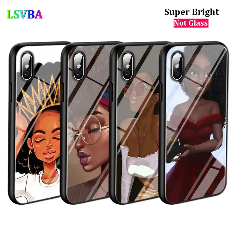 Чехол для телефона Black Cover Cute Girl Cartoon для iPhone 11 11Pro X XR XS Max 8 7 6 6S Plus 5S 5 SE с глянцевым покрытием.