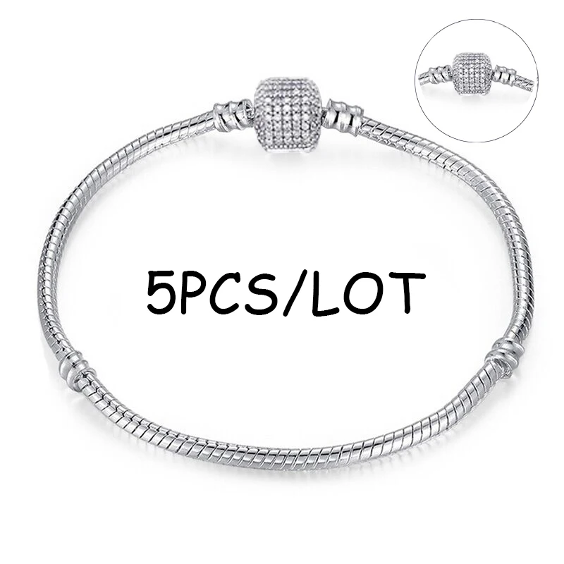 BAOPON 5pcs/lot Snake Chain Safety Clasp European Fine Bracelet Fit DIY Charm Bracelets & Bangles Jewelry For Women&ampMen Gift - купить
