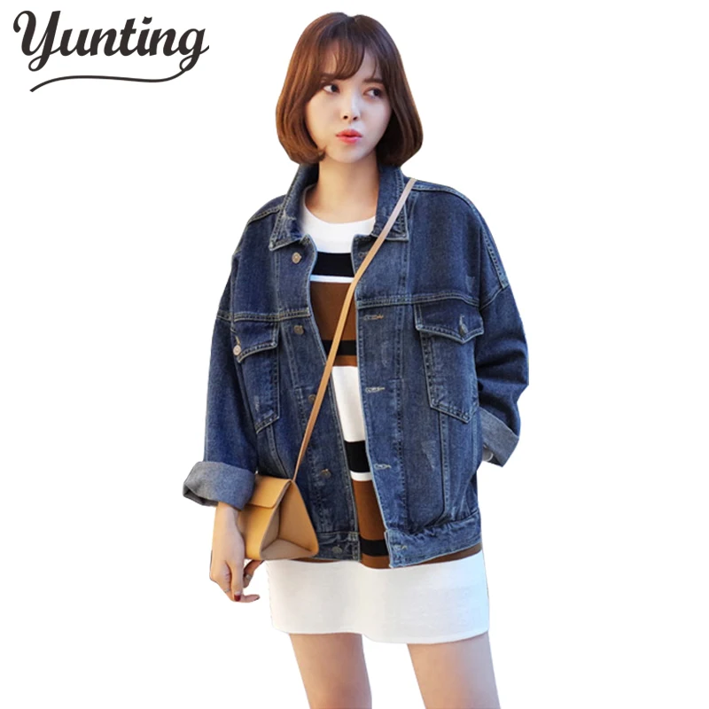 Женская джинсовая куртка Bf Wind однотонная облегающая из денима свободного покроя