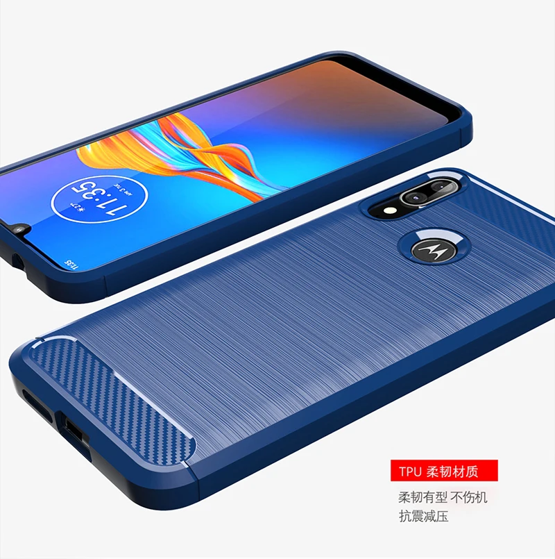 Чехол для Motorola One Vision мягкий бампер из углеродного волокна силиконовая задняя