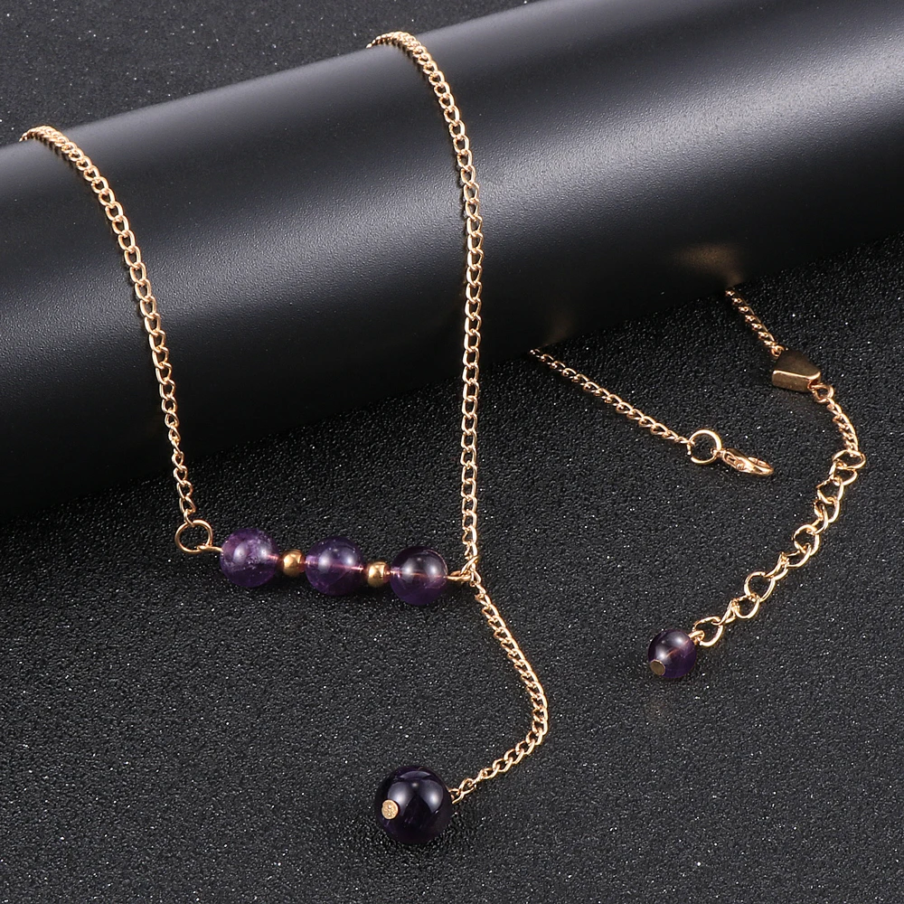 Модные женские бусы из натурального камня Очаровательное ожерелье с подвеской