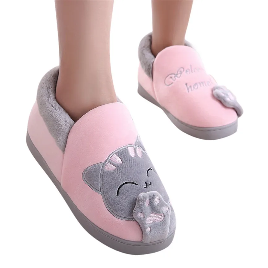 Зимние женские теплые домашние тапочки с изображением из мультфильма Lucky Cat; нескользящая домашняя обувь; домашние тапочки для влюбленных пар; плюшевые домашние тапочки; 30