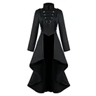 Женское готическое платье, осень 2020, кружевной корсет в стиле стимпанк, черная туника, Женский костюм на Хэллоуин, фрак, Женский эстетический