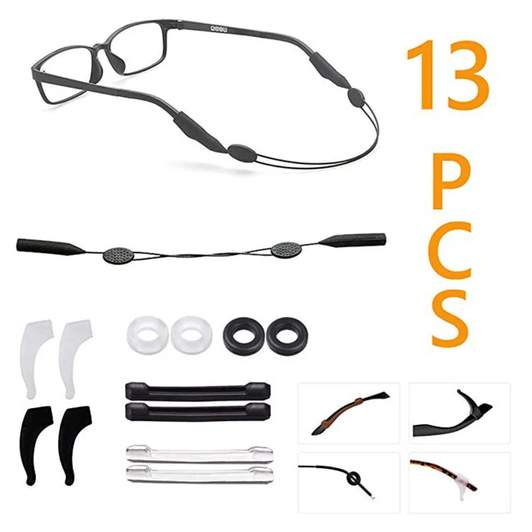 

32PCS 24PCS 18PCS 16PCS/Set Glasses Accessories Sets Good Quality Silicone Adjustable Eyeglass Rope Round Ear Hook Nose Pads