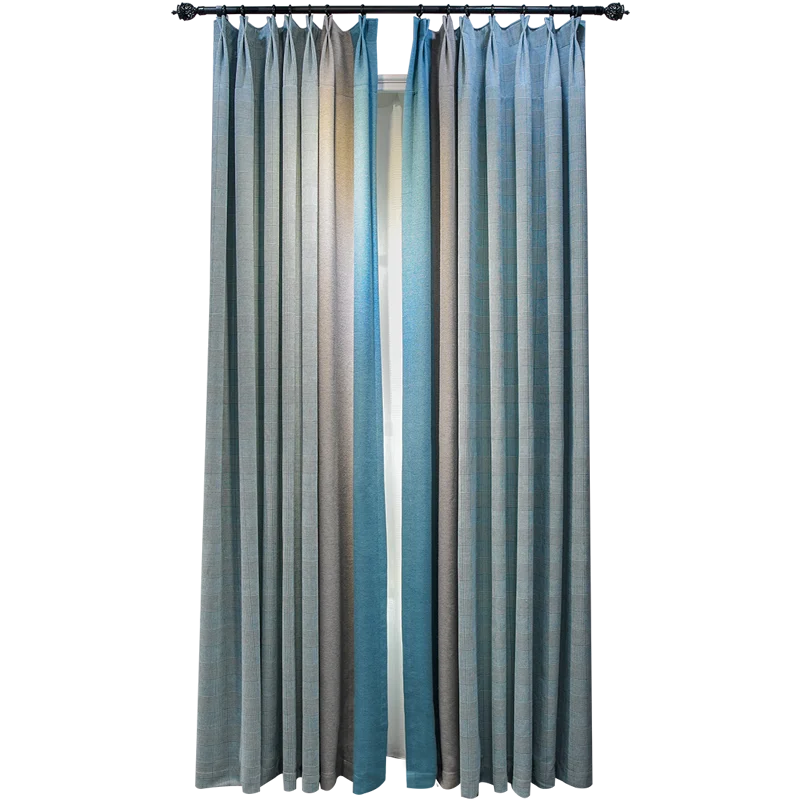 

High-end Nordic Modern Minimalist Curtains Pure Color Plaid Thick Cashmere Curtains for Living Room Bedroom Chenille Curtains